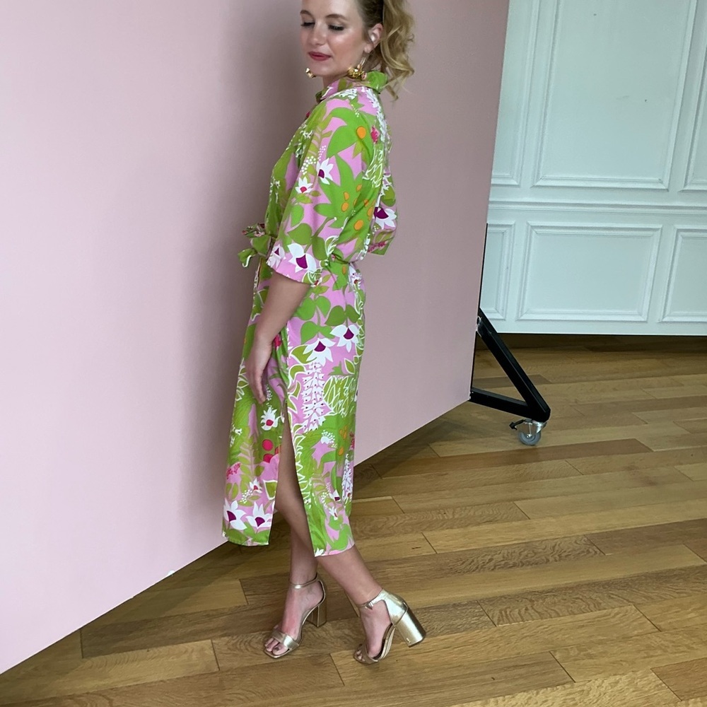 Floral Green and Pink Dress - Picture 4 of 6